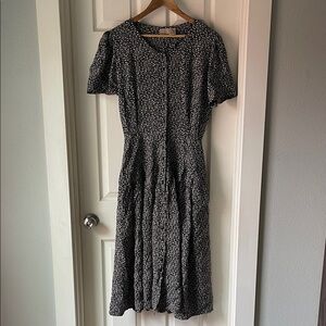 Vintage Liz Claiborne Black and White Patterned Midi Dress